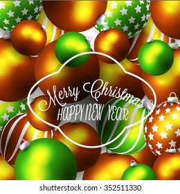 Christmas invitation with Christmas balls