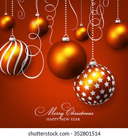 Christmas invitation with Christmas balls