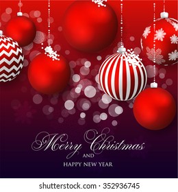 Christmas invitation with Christmas balls
