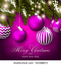 Christmas invitation with Christmas balls