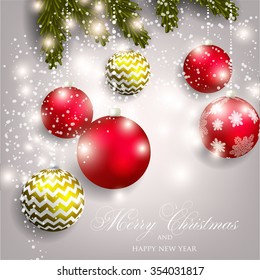 Christmas invitation with Christmas balls