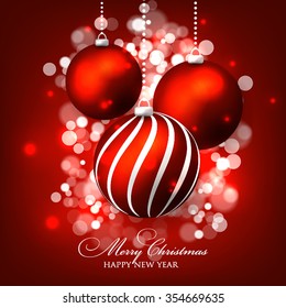 Christmas invitation with Christmas balls