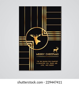 Christmas Invitation Card - Art Deco Style - Typography and Calligraphic Design - in vector