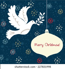 Christmas Invitation Card With Dove