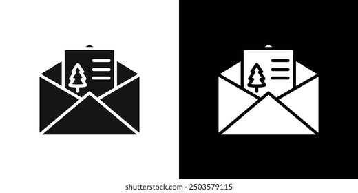 Christmas invitation card icon line art vector