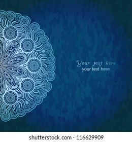 Christmas invitation card on grunge background with lace ornament. Winter template frame design for card.  Lace Doily.Can be used for packaging,invitations, Valentine's Day decoration,bag template.