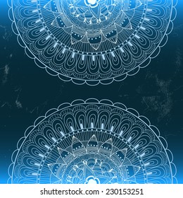 Christmas invitation card on grunge background with lace ornament