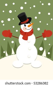Christmas invitation card with a snowman