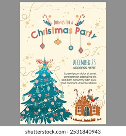 Christmas invitation card template classic elegant