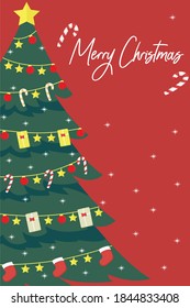 Christmas invitation card template with decorative tree