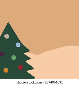 Christmas invitation card template. Spruce tree with lights.
