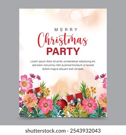 Christmas Invitation card and Christmas tree with vector art or Xmas party card design template 