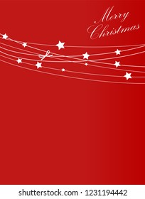 Christmas Invitation, Greeting or Gift card   with stars on the rope.