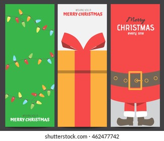 christmas invitation and greeting template. santa clause, xmas tree,gift box. can be use for business shopping gift voucher, customer sale promotion, layout, banner, web design. vector illustration