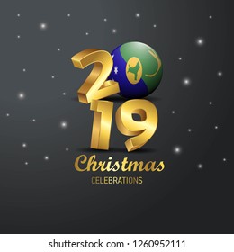 Christmas island Flag 2019 Merry Christmas Typography. New Year Abstract Celebration background