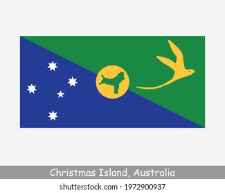 Christmas Island Flag. Australian Indian Ocean Territory, External Territory Of Australia. EPS Vector Illustration Cut File Banner