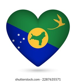 Christmas Island flag in heart shape. Vector illustration.