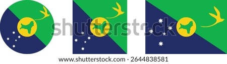 Christmas Island flag PNG vector. Christmas Island square and round icon isolated on transparent PNG background. Christmas Island flag icon.