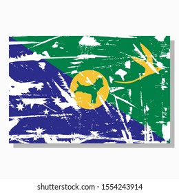Christmas Island flag with scratches, vector flag of Christmas Island.