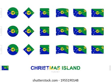 Christmas Island flag set, simple flags of Christmas Island with three different effects. Vector illustration.