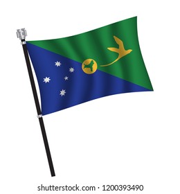 Christmas Island flag , flag of Christmas Island waving on flag pole, vector illustration EPS 10.