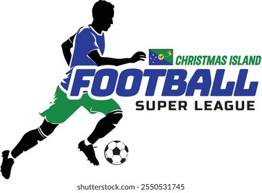 Christmas Island football league, Soccer ball, Football logo, Footballer Kick the Ball isolated on white background, Vector Illustration