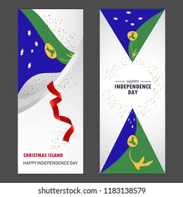 Christmas island Happy independence day Confetti Celebration Background Vertical Banner set