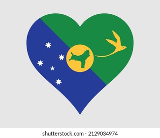 Christmas Island Heart Flag. Christmas Island Love Shape Flag. Australian External Territory Of Australia Banner Icon Sign Symbol Clipart. EPS Vector Illustration.