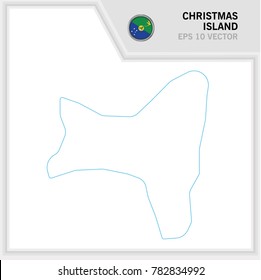 Christmas Island map and flag in white background