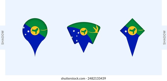 Christmas Island Map Markers Set. Perfect for projects related to Christmas Island, travel, geography, and international representation. Vector collection.