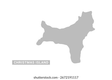 Weihnachtsinsel-Karte - Minimale flache Vektorgrafik in Schwarz und Grau, einzeln auf weißem Hintergrund, ideal für Infografiken, Bildungszwecke, Berichte und Präsentationen.