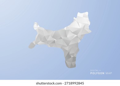 Christmas Island Map - polygon style vector illustration in gray, white and blue tone, low-poly geometric design, minimal silhouette, suitable for infographic and modern design.