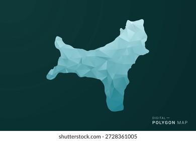 Navidades Island Map - Ilustración vectorial de estilo polígono en diseño geométrico de bajo poli verde y azul, silueta mínima limpia para infografía.