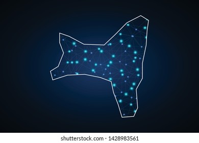 Christmas Island map of polygonal mosaic lines network, rays and space stars of vector illustration. - Vector