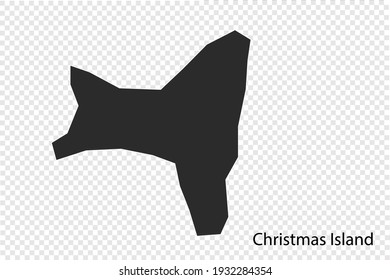 Christmas Island map vector, black color. isolated on transparent background