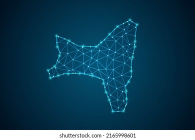 Christmas Island Map - World Map mash line and point scales on blue technology background. Wire Frame 3D mesh polygonal network line, design sphere, dot and structure -  Vector illustration eps 10