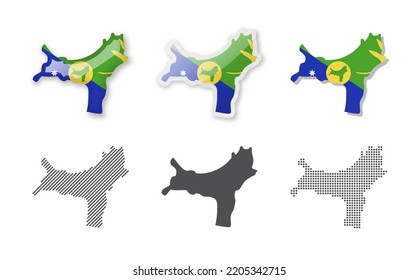 Christmas Island - Maps Collection. Six maps of different designs. Set of vector illustrations