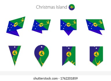 Christmas Island national flag collection, eight versions of Christmas Island vector flags. Vector illustration.
