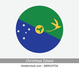 Christmas Island Round Circle Flag. Australian Indian Ocean Territory. External Territory Of Australia. Circular Button Banner Icon. EPS Vector