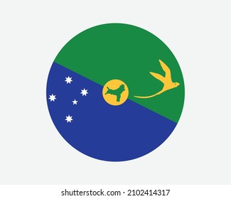 Christmas Island Round Flag. Territory Of Christmas Island Circle Flag. Australian External Territory Of Australia Circular Shape Button Banner. EPS Vector Illustration.