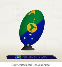 Christmas Island Rugby Ball on Rugby Kicking Tees with Modern Design. Illustration perfect for sports, national pride, and rugby-related projects.