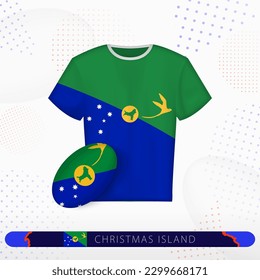 Christmas Island rugby jersey with rugby ball of Christmas Island on abstract sport background. Jersey design.