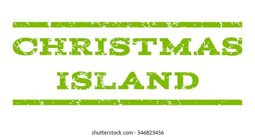 Christmas Island watermark stamp. Text tag between horizontal parallel lines with grunge design style. Rubber seal stamp with dirty texture. Vector eco green color ink imprint on a white background.