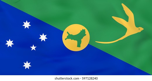 Christmas Island waving flag. Christmas Island national flag background texture. Vector illustration.