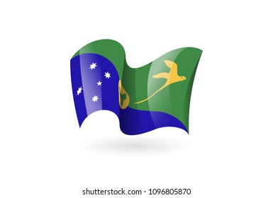 Christmas Island waving flag vector icon, national symbol. Flag of Christmas Island, fluttered in the wind - vector illustration isolated on white background.