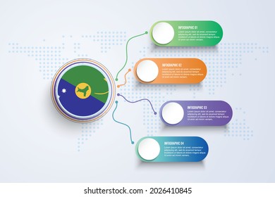 Christmas Islands Flag with Infographic Design isolated on Dot World map. Vector illustration.