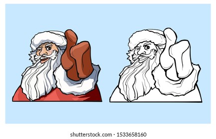 Christmas isolated elements. Santa Claus. Cartoon,colorfull and contour. Sketch.
