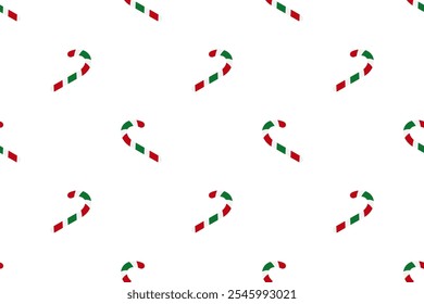 Christmas isolated holiday seamless pattern candy cane Winter december mood vintage design Sweet wallpaper Wrapping paper fabric textile Xmas background print Caramel stick Sweet lollipop red green