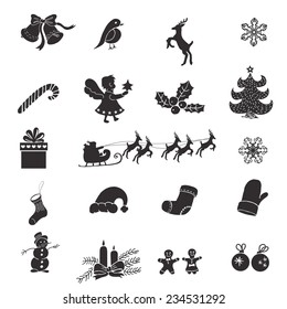 Christmas isolated icons on a white background. Vector illustration for your design