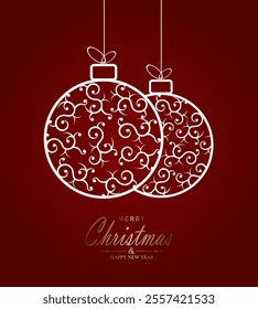 Christmas isolated white balls with retro design.